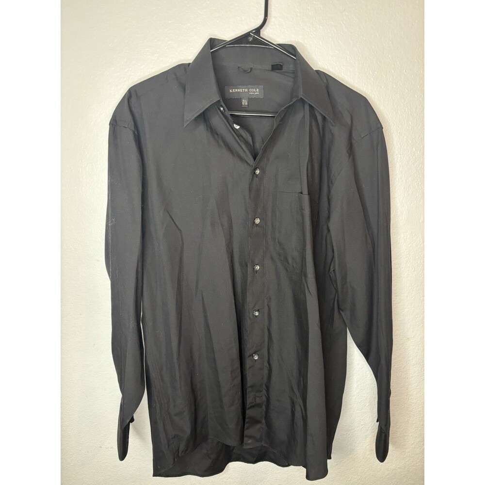Kenneth Cole New York Button Up Shirt Black Size 15 1/2  32-33